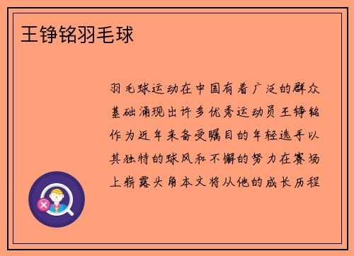 王铮铭羽毛球
